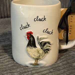 Rae Dunn White Cluck Rooster Mug